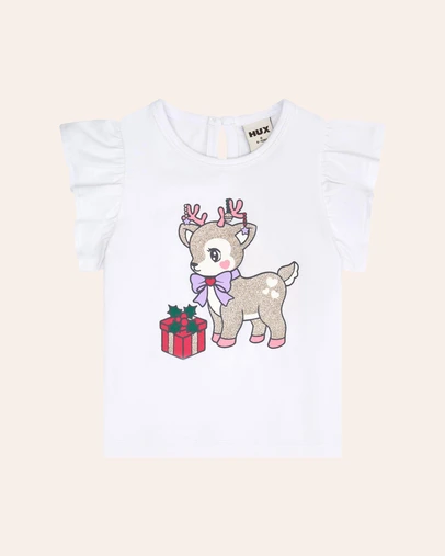 Huxbaby - Reindeer Frill Sleeves Tee Christmas - Babies-Teens