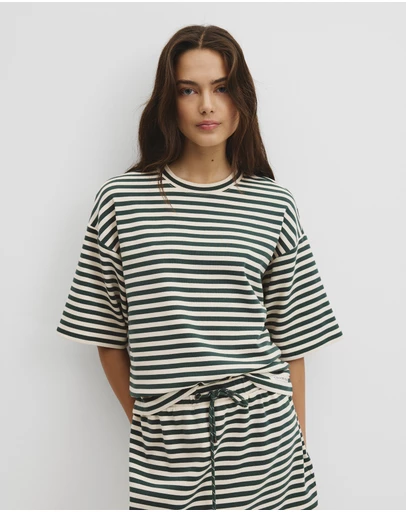 Country Road - Australian Cotton Blend Stripe Boxy T-shirt