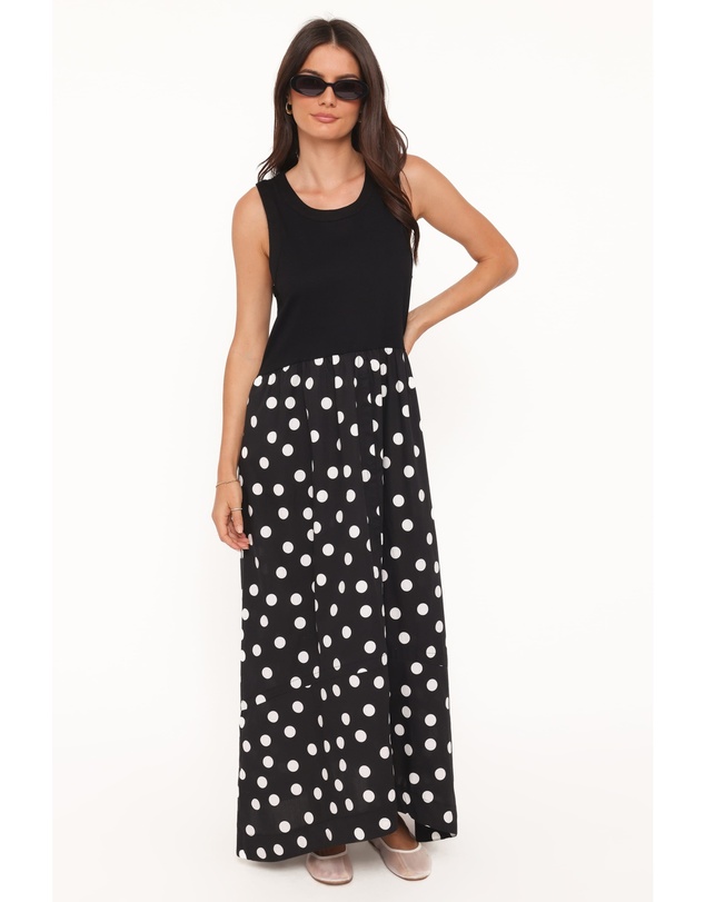 Petal & Pup - Glenda Maxi Dress - Black Polka Dot