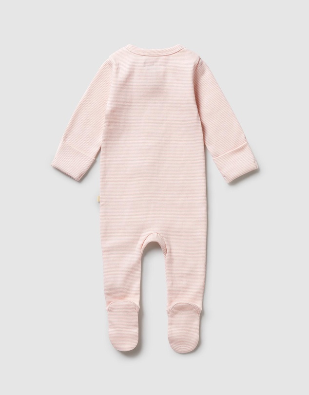 Wilson & Frenchy - Organic Stripe Rib Zipsuit with Feet - Babies