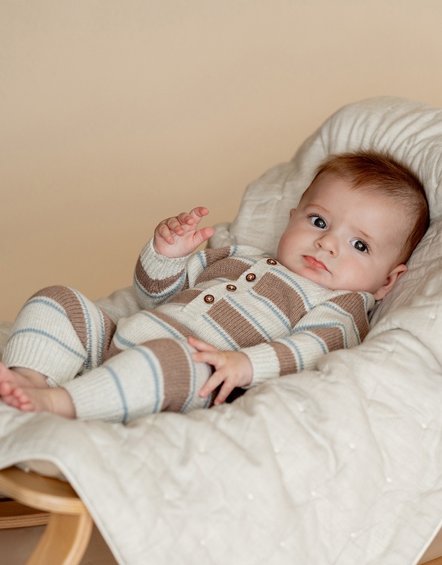 Bebe by Minihaha - Alvin Stripe Organic Knitted Romper