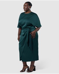Pink Dusk by Curve Project - Act Up Satin Midi Dress