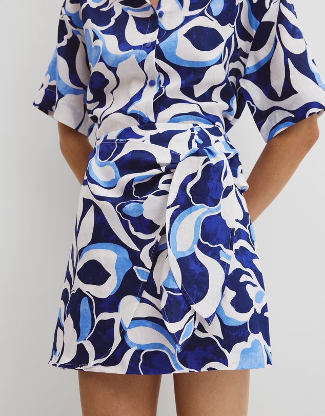 Country Road - Print Mini Linen Skirt