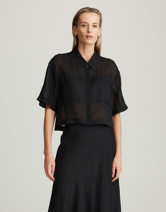 Mattir - Aire Ramie Crop Black