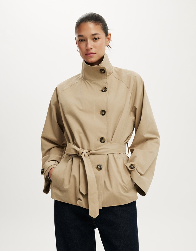 Cotton On - Harlow Funnel Neck Cropped Trench