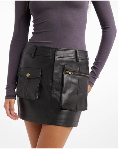 Dazie - Cally PU Leather Mini Skirt
