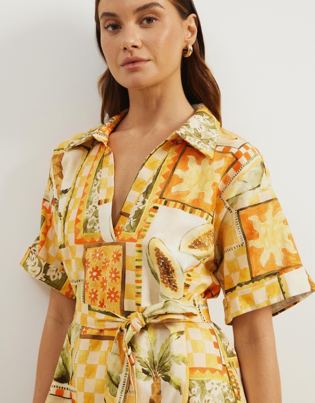 Atmos&Here - Britt Linen Blend Belted Mini Dress
