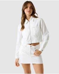 GUESS Jeans - GUESS JEANS Cropped Zipped Trucker Jacket
