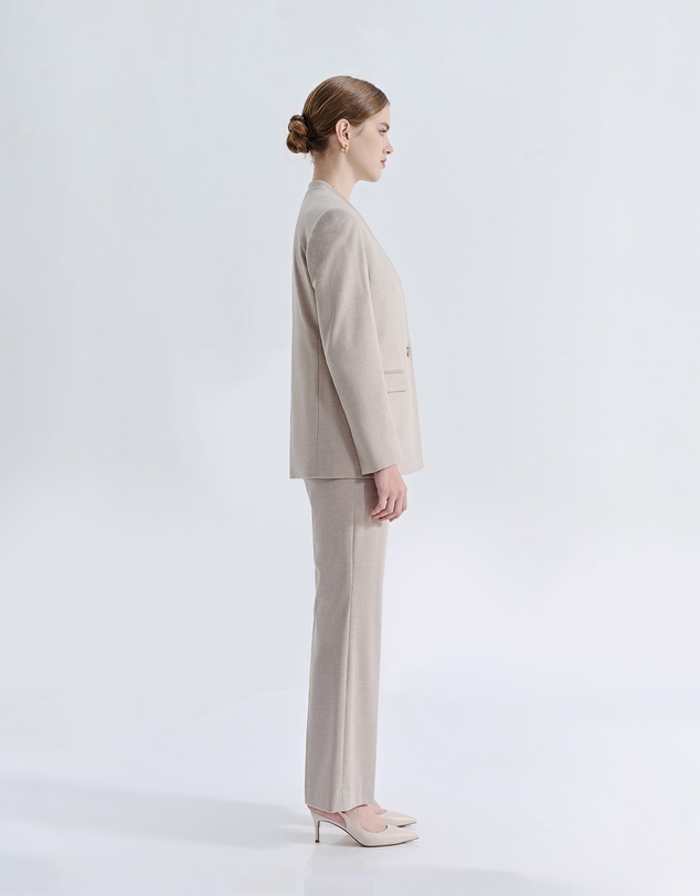 IDA+S - Liora French Silk Wool Collarless Haute Couture Suit Jacket