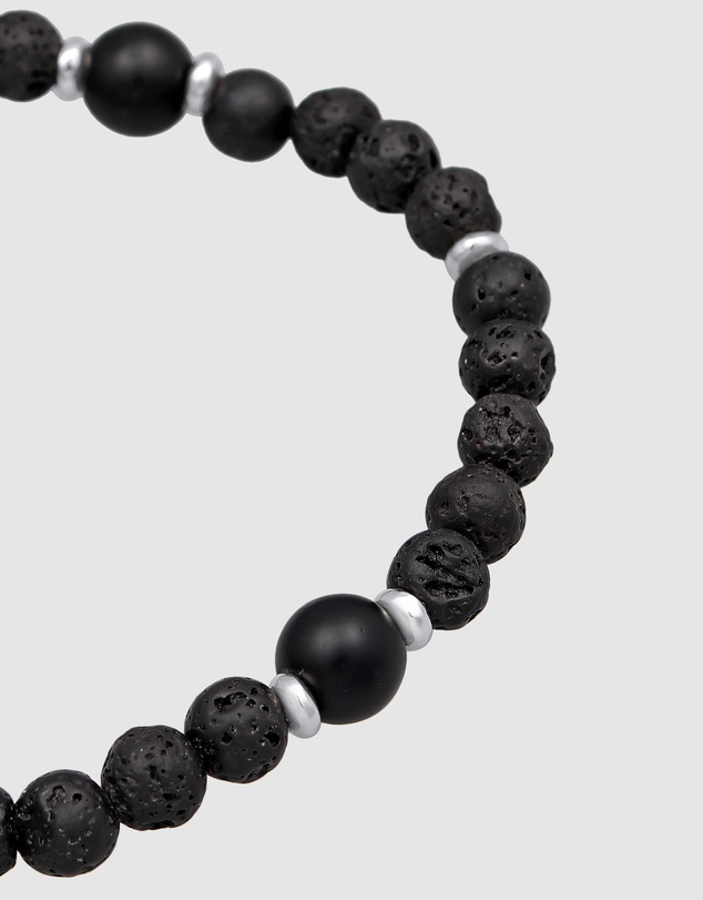 Kuzzoi - ICONIC EXCLUSIVE - Lava and Onyx Bead Bracelet with Oxidised Silver Elements