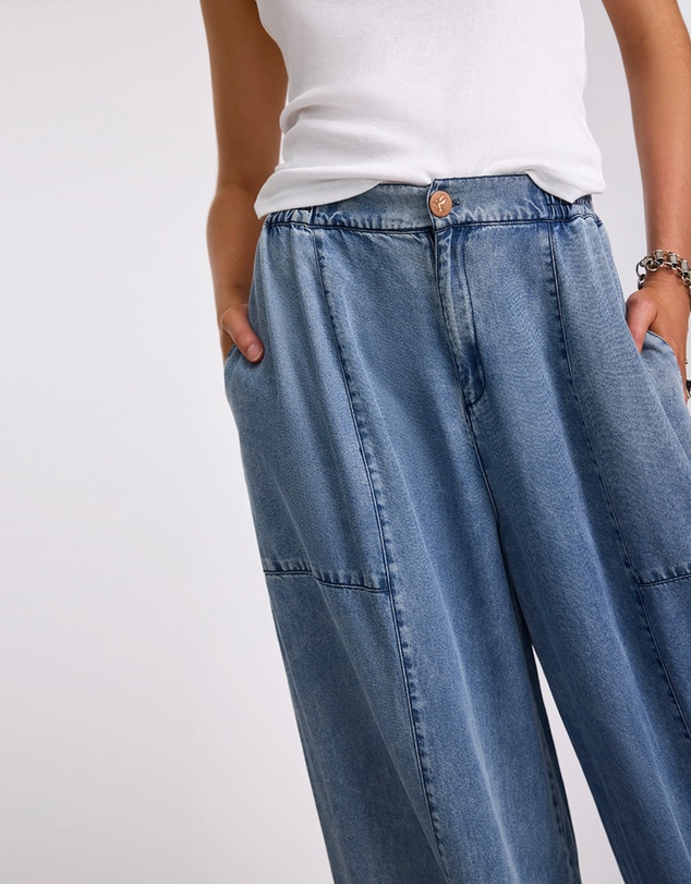 ONE TEASPOON - Marissa Tencel Palazzo Pants - Denim Blue