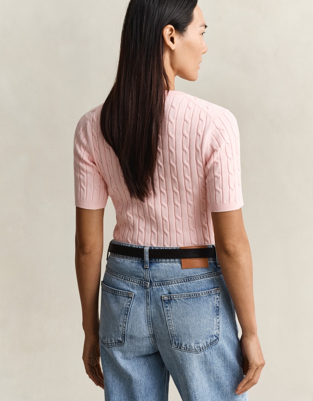 Gant - Stretch Cotton Cable Short Sleeve Knit