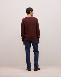 Trenery - Cotton Blend Textured Crew in Red Mahogany