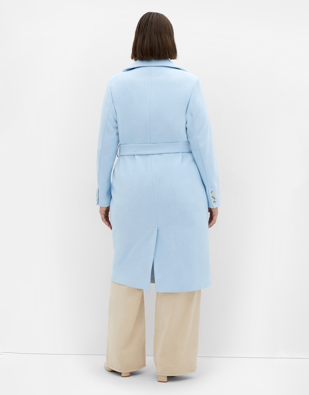 City Chic - Plus size Riley Row Belted Coat - powder blue