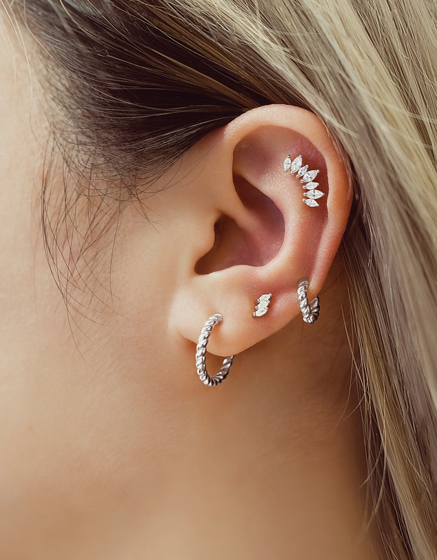 Ania Haie - Ania Haie Silver Triple Marquise Stud Earrings