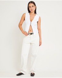 Subtitled - Meryl Ribbed Collar Knit Top