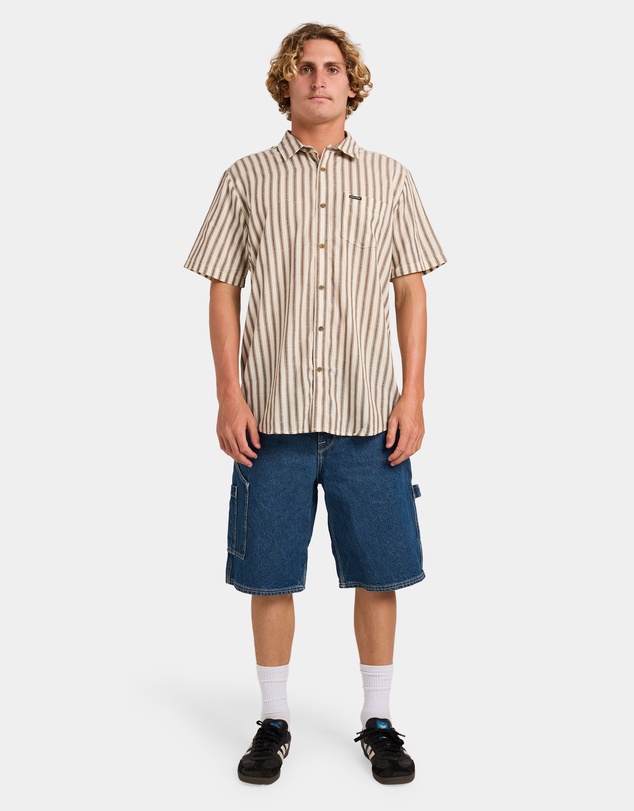 Volcom - Mens Arvostripe Woven Short Sleeve Shirt