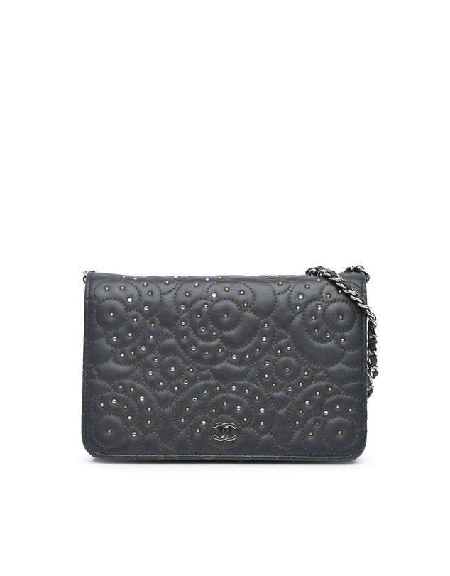 Pre-Loved by Azura Reborn - Pre-Loved Studded Lambskin Camellia Wallet On Chain