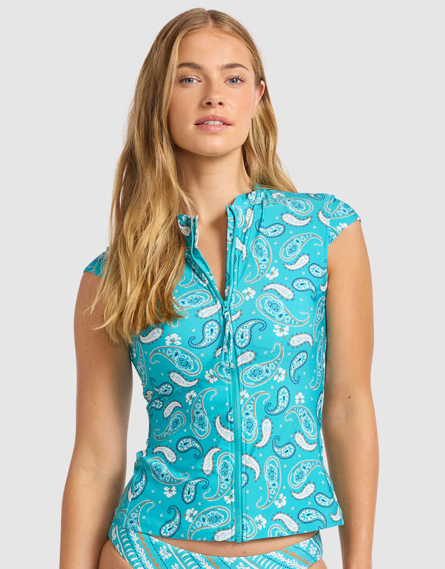 Seafolly - Drift Club Bandana Cap Sleeve Sunvest Bikini Top
