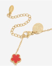 Lovisa - Waterproof Gold Plated Stainless Steel Red Shell Petal Flower Charm Bracelet