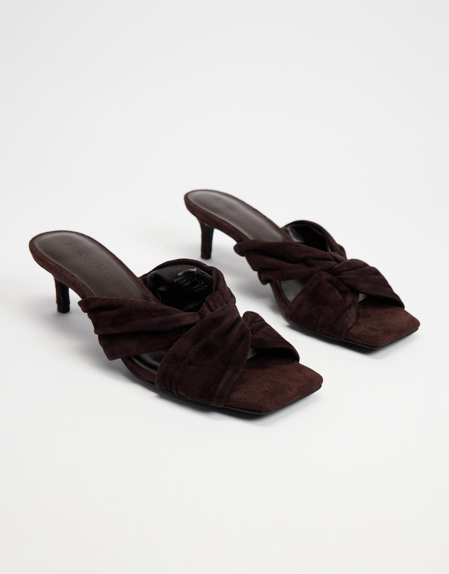 Atmos&Here - Ember Twist Detail Square Toe Suede Heels