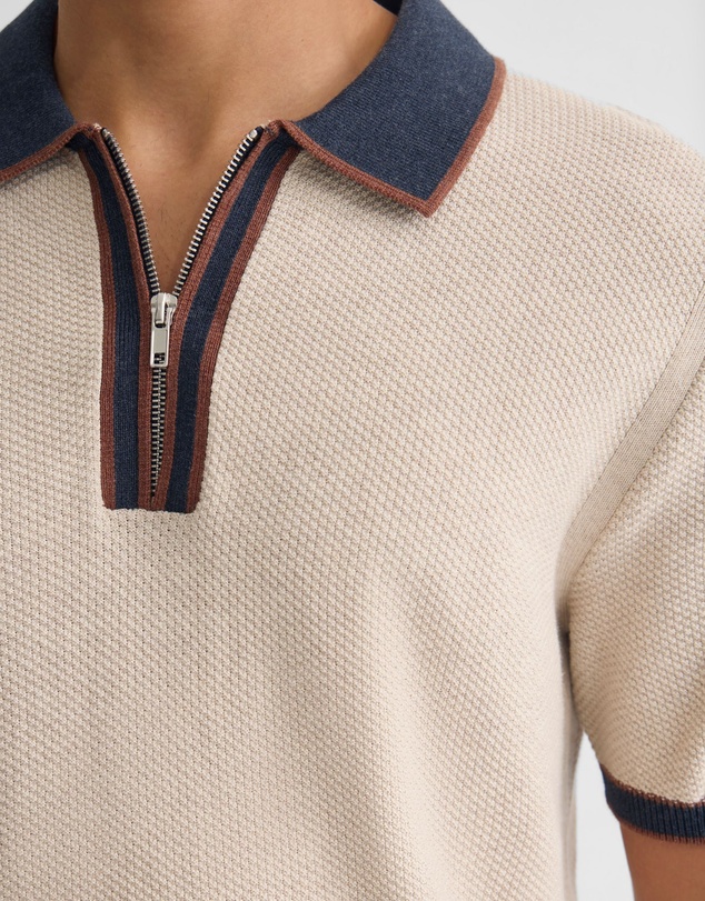 Oxford - Holden Zip Neck Knitted Polo