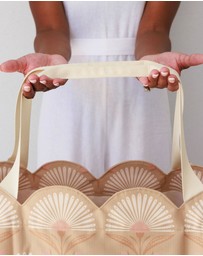 Sky Gazer - Scalloped Edge Beach Bag- Rosebud Tan