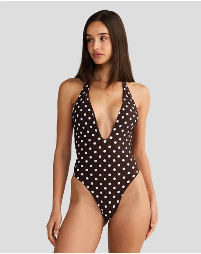 Vacay Swimwear - Vienna One Piece Chocolate Polka