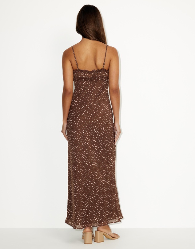 Dazie - Lila Polka Dot Tie Front Sleeveless Midi Dress