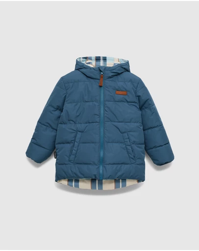 Crywolf - REVERSIBLE ECO-PUFFER Blue Plaid
