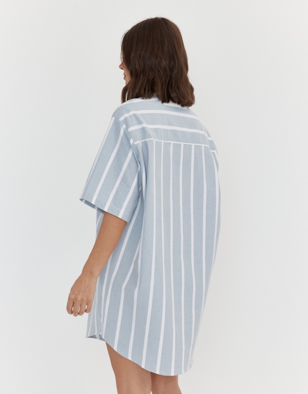 ALEXANDRA - Apex Dress Chambray Sage Stripe