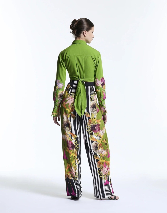 Muma World - Floral Canopy Beaded Cropped Shirt