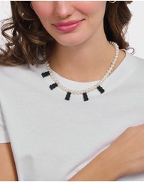 THOMAS SABO - Pearl necklace with black goldbears