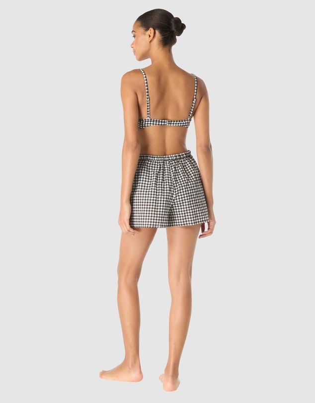 Michael Kors - Boho Gingham Drawstring Beach Shorts With Pockets