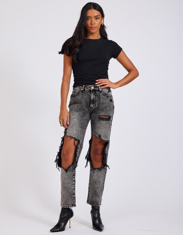 ONE TEASPOON - Rodeo Grey High Waist Awesome Baggies Denim Jeans