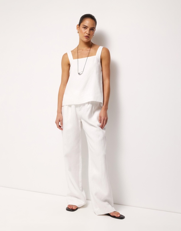 AERE - Straight Neck Tie Back Top