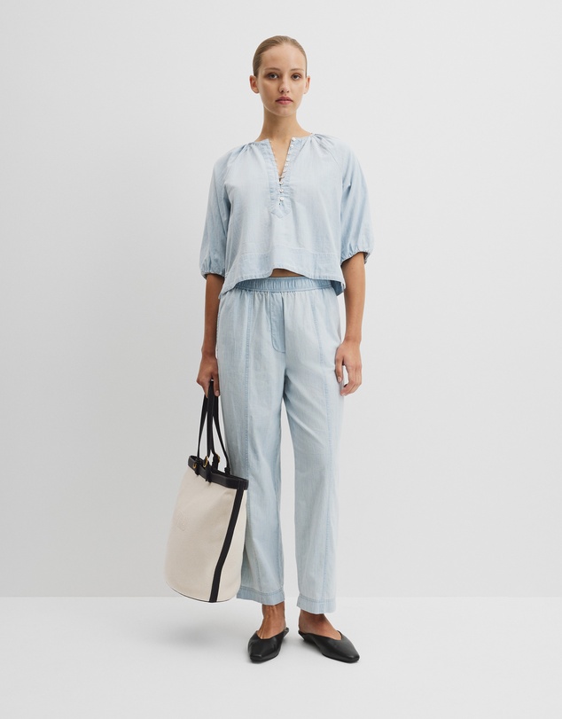 Country Road - Tapered Chambray Pintuck Pant