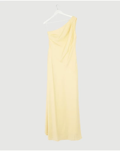 Revibe - Repaired CHANCERY Hallie Satin One Shoulder Drape Maxi Dress - AU 14