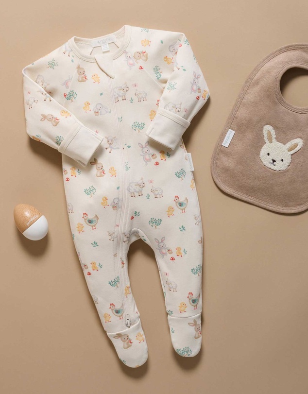 Purebaby - Bunny Cheer Thick Zip Growsuit -Kids-Babies