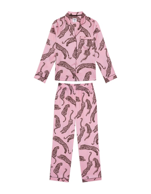 Chelsea Peers - Recycled Satin Lino Leopards Long Pyjama Set