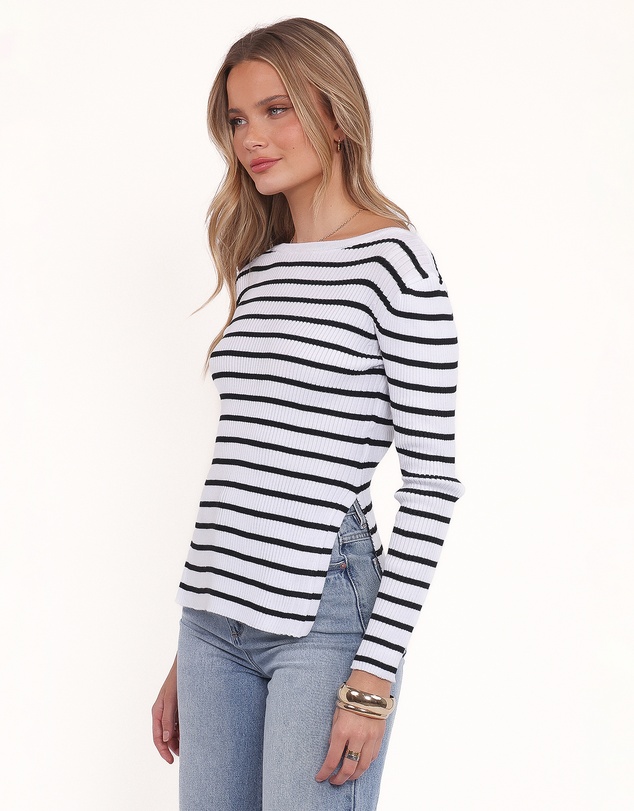 Petal & Pup - Alvina Knit Top - White Black Stripe