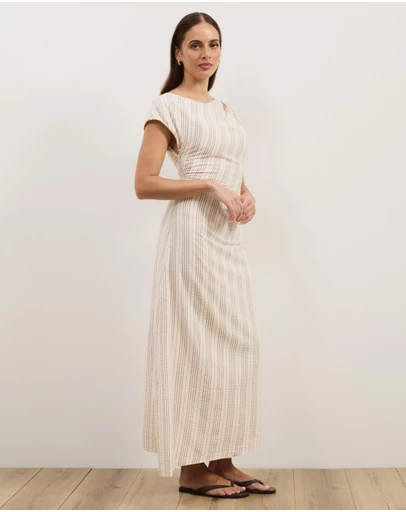 Atmos&Here - Sally Cotton Striped Midi Dress