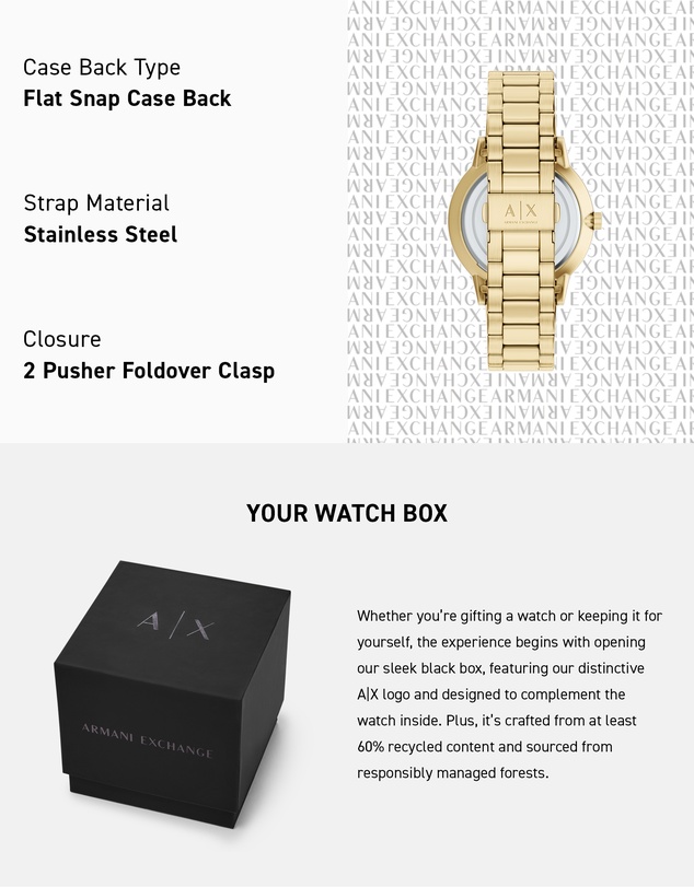 Armani Exchange - Gold Tone Analogue Watch