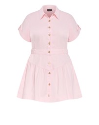 City Chic - Plus Size Ari Denim Mini Dress - heavenly pink