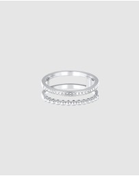 Elli Jewelry - Ring 2 in 1 Design Crystal Brass Collection