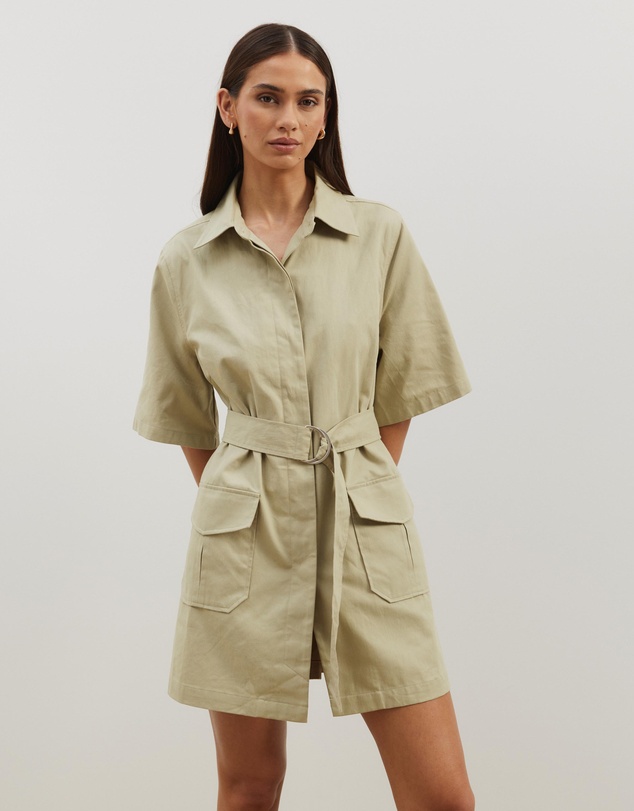 Atmos&Here - Amy Cotton Drill Mini Shirt Dress