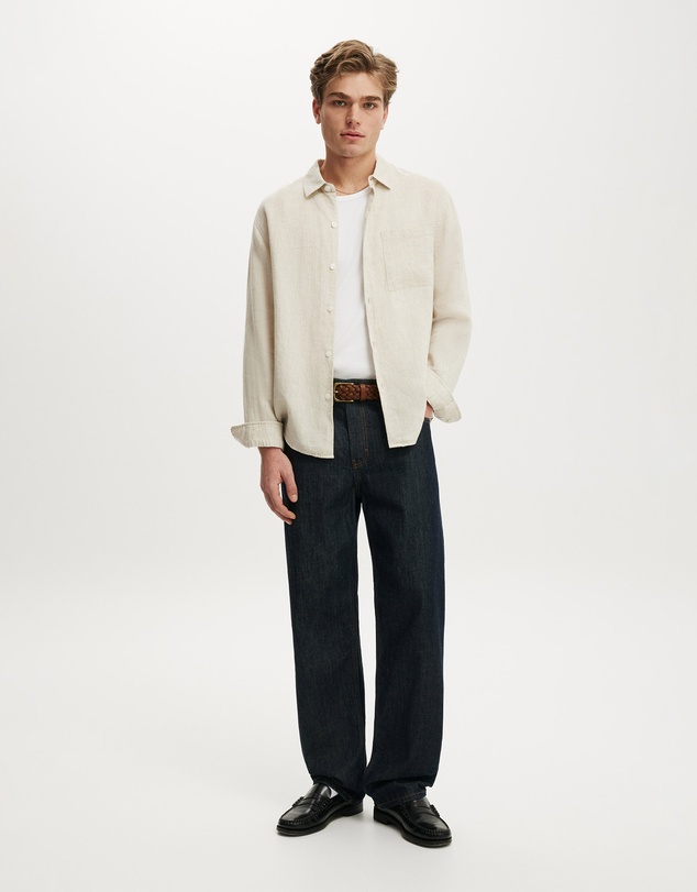 Cotton On - Relaxed Linen Long Sleeve Shirt