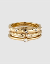Elli Jewelry - Ring Set of 3 Crystal 925 Sterling Silver Gold-Plated