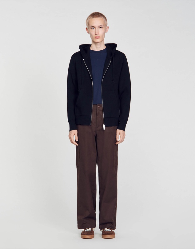 Sandro - HOME PATCH EN CUIR SWEAT CARDIGAN