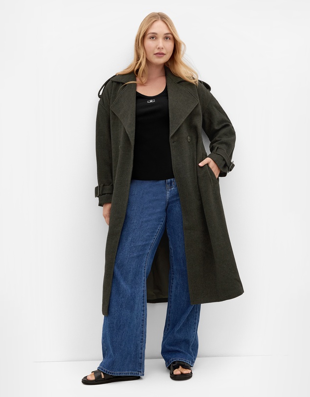 City Chic - Plus size Nadia Trench - hunter green